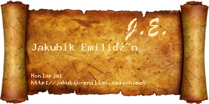 Jakubik Emilián névjegykártya